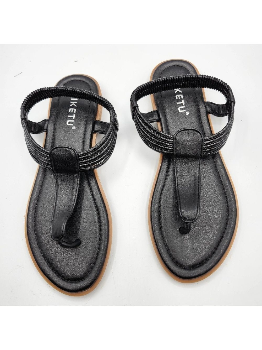 Siketu Black Retro Cute Thong Women's Sandals Sz 40/9